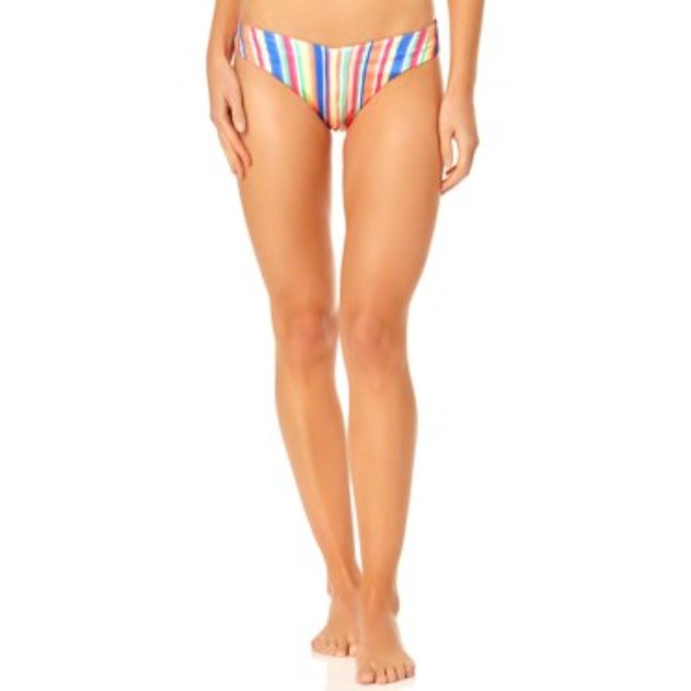 WOMENS - sz 3/5 (S) Juniors NOBO striped bikini bottoms orange pink blue green
